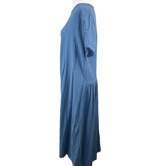 Sellse Blue Linen Oversized Maxi Dress Size S  M Lagenlook Pleated - Picture 7 of 14